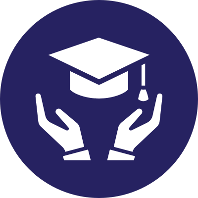 icon of two hands holding a graduate hat