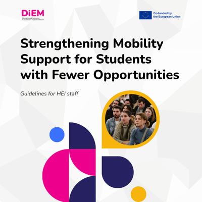 Cover of the report Strengthening Mobility Support for Students with Fewer Opportunities: Guidelines for HEI Staff